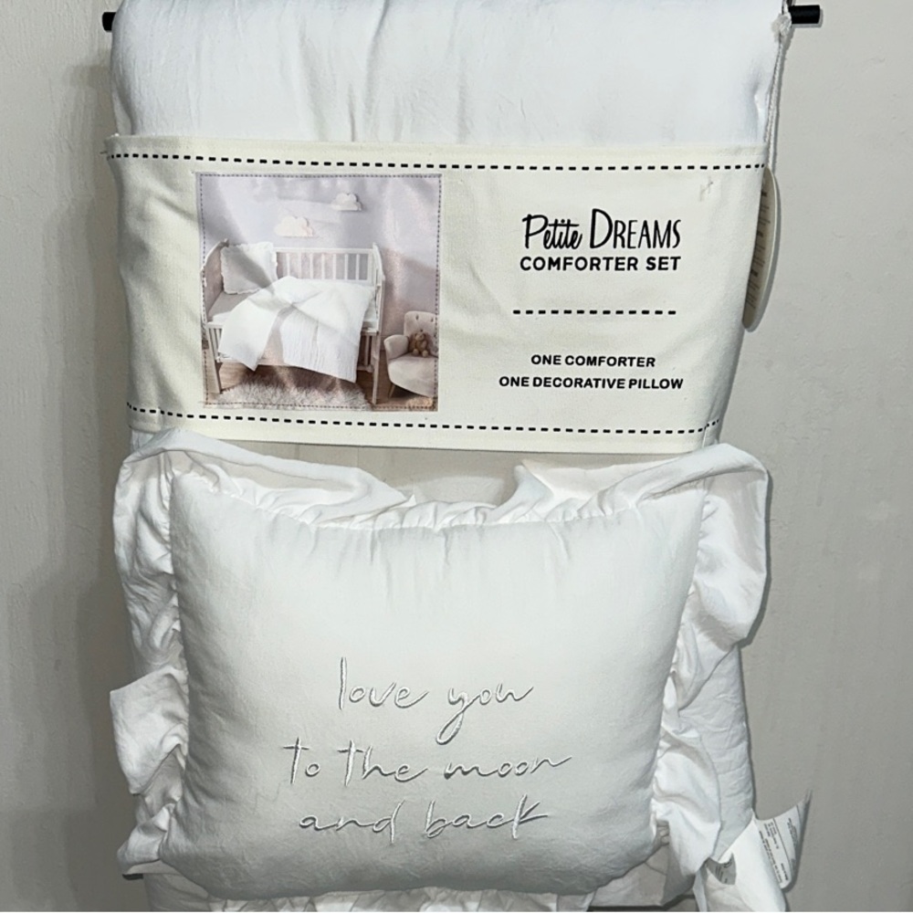 Baby White Comforter Set with Decorative Pillow - Picture 2 of 3